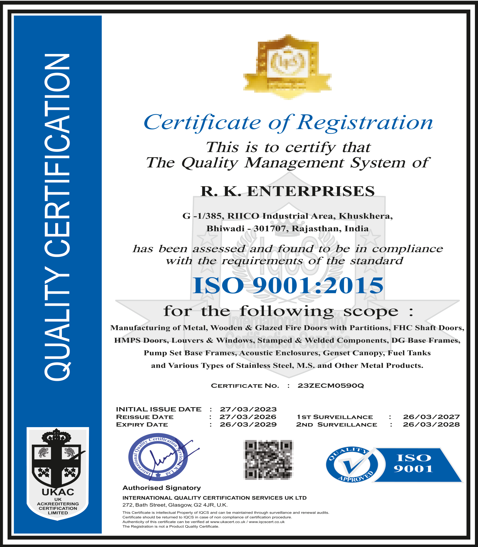 ISO 45001:2018 Occupational Health and Safety Certificate
