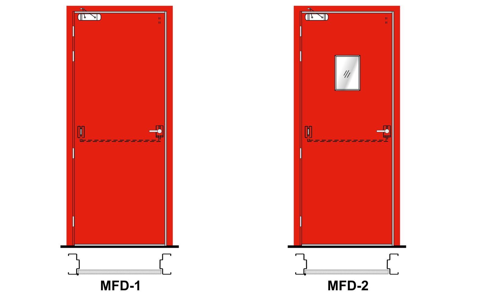 MFD-1 and MFD-2 Metal Fire Door Elevation
